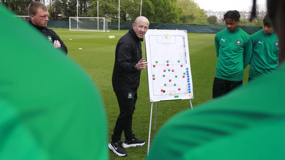 Darren Way gives instructions at Harper's Park