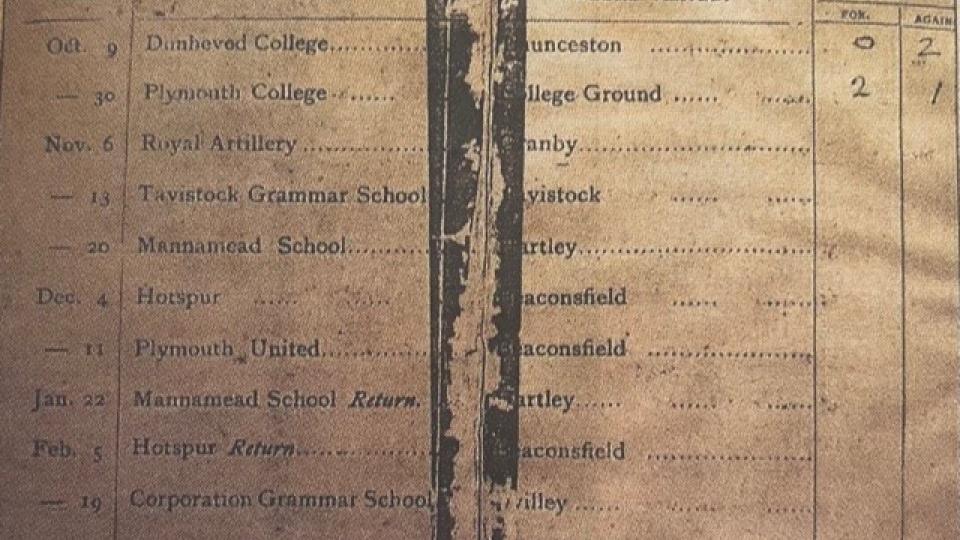 An historic Argyle fixture card