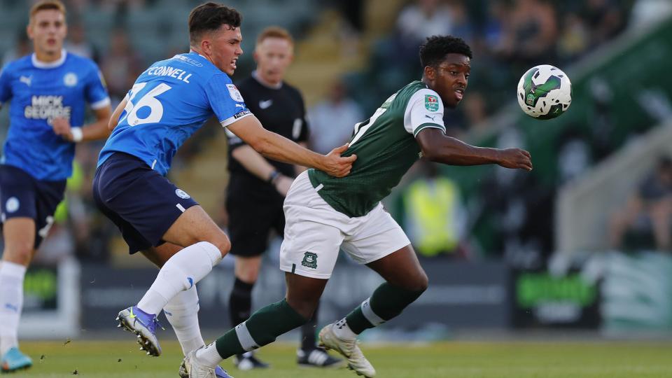 Niall Ennis spins away from his marker