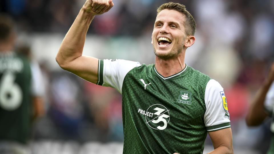 Jordan Houghton celebrates at Derby