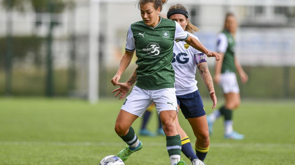 Jemma Rose on the ball for Argyle Women