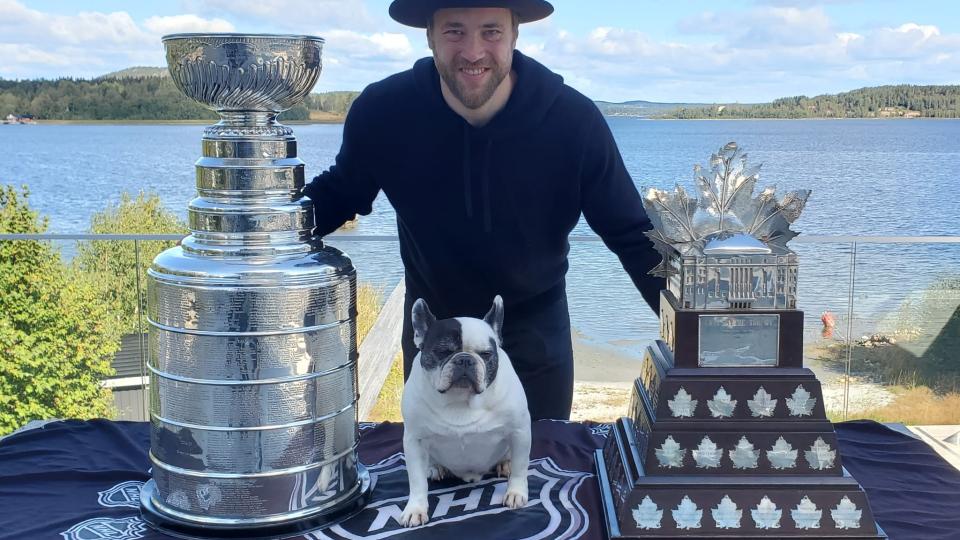 Victor Hedman with his trophies 
