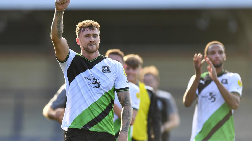 Dan Scarr celebrates the win at Wycombe