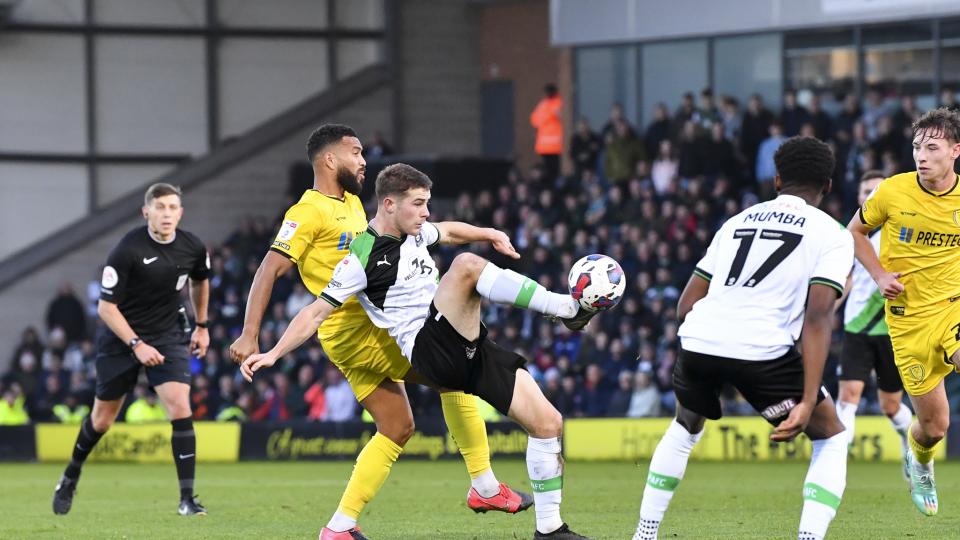Adam Randell defending at Burton