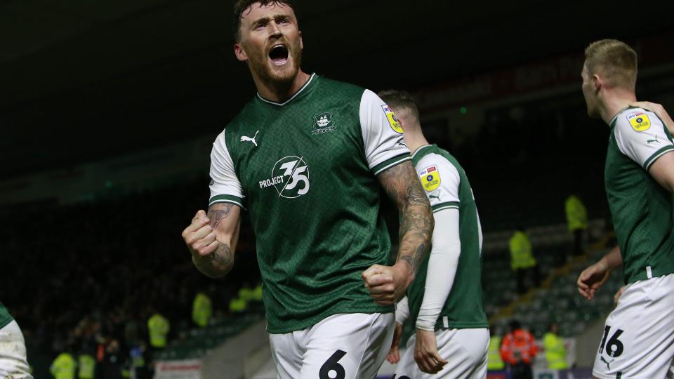 Dan Scarr celebrates his winner against Wycombe
