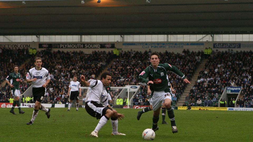 Dan Gosling vs Derby County at Home Park