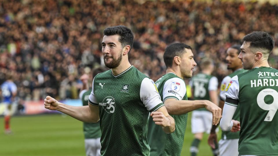 Finn Azaz celebrates goal against Portsmouth