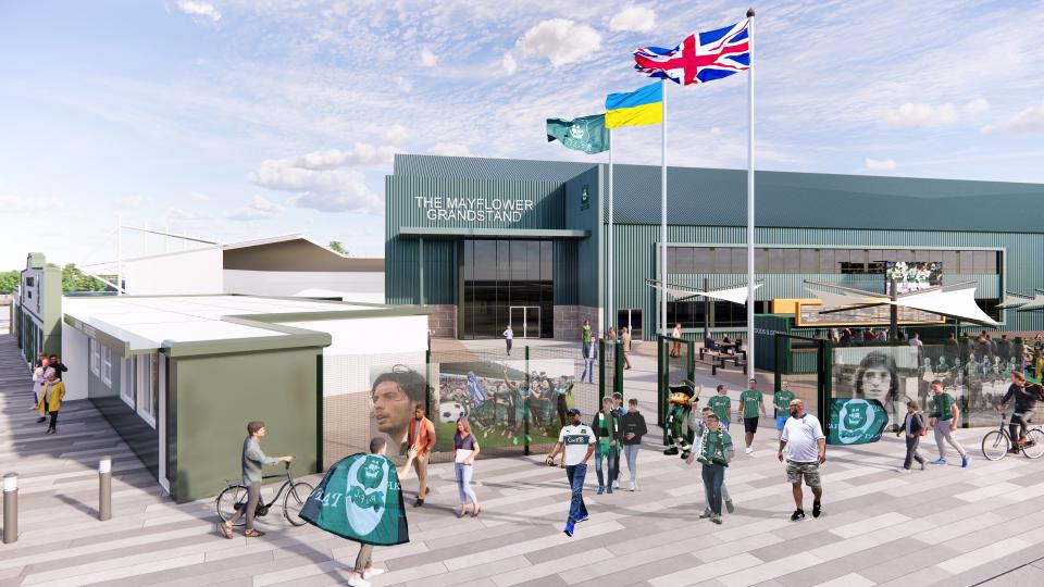 Artist's impression of proposed Mayflower Grandstand fan zone