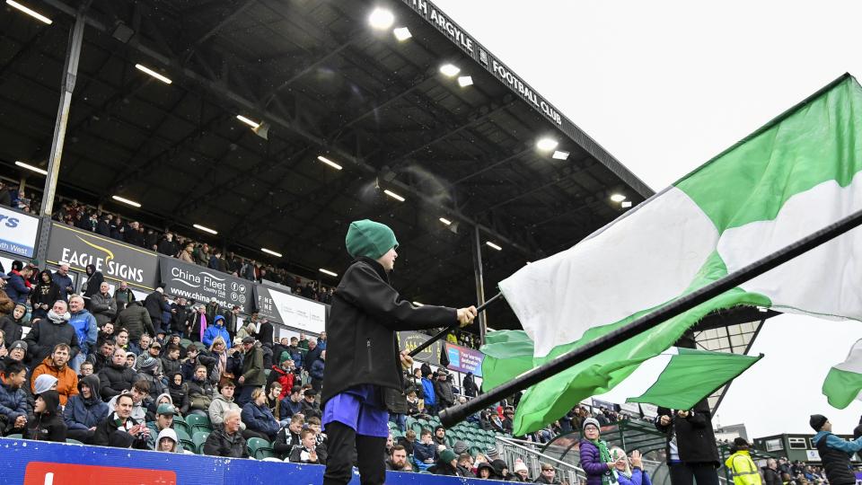 Flags waving at Home Park