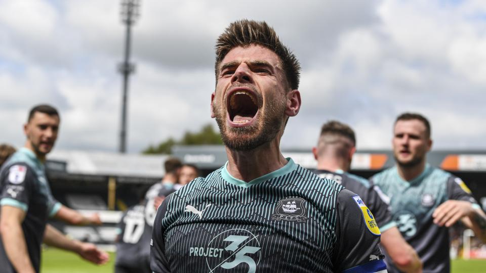 Joe Edwards celebrates scoring at Port Vale 