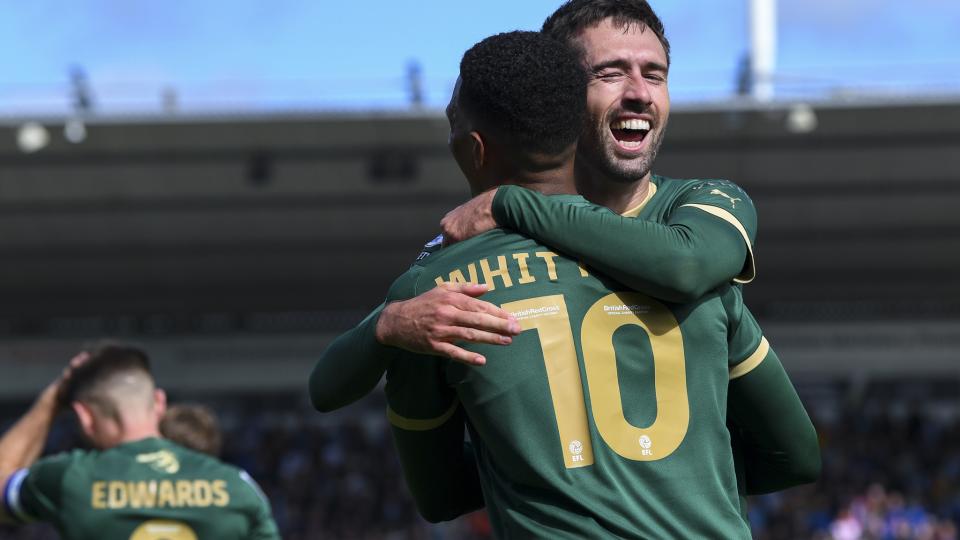 Hardie celebrates scoring against Huddersfield