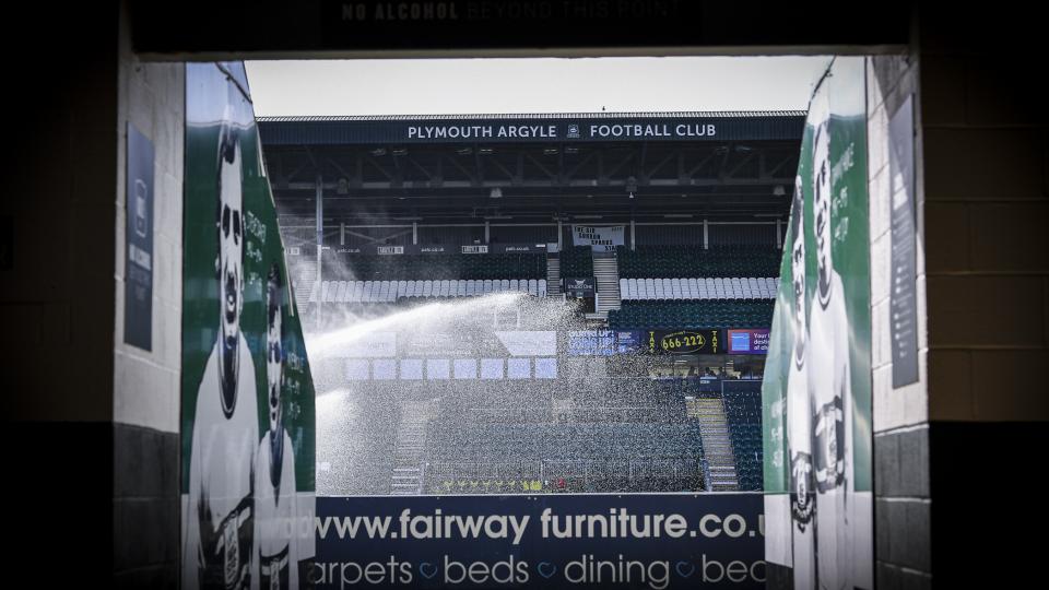 Home Park stadium shot from walkway