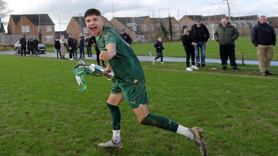 Lewis Colwell with EFL Youth Alliance Trophy