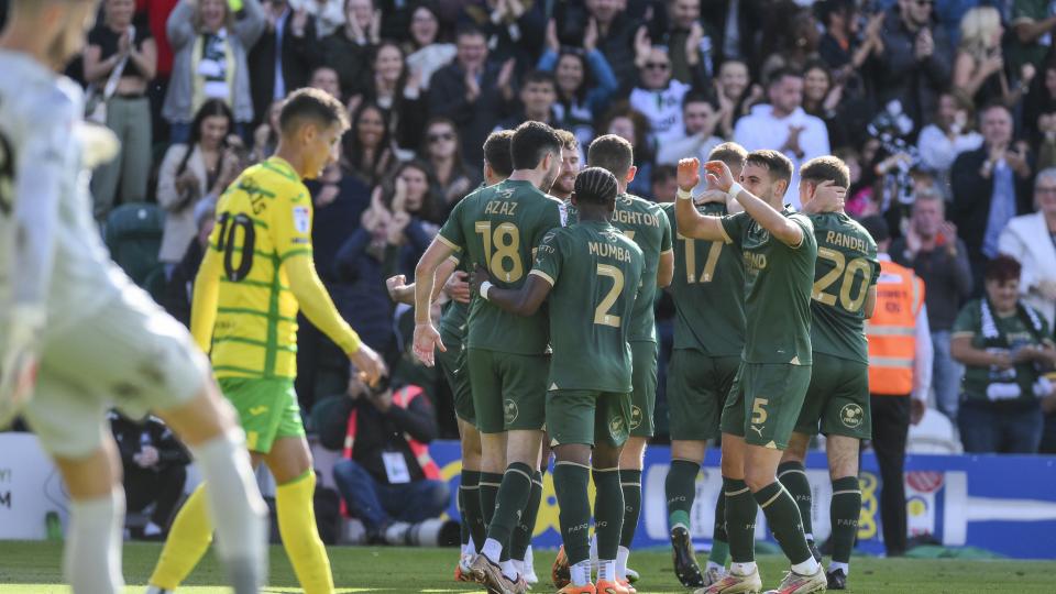 Argyle celebrating against Norwich 