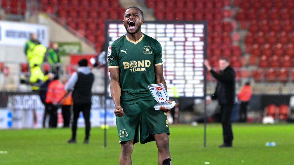 Bali Mumba celebrates after the win over Rotherham