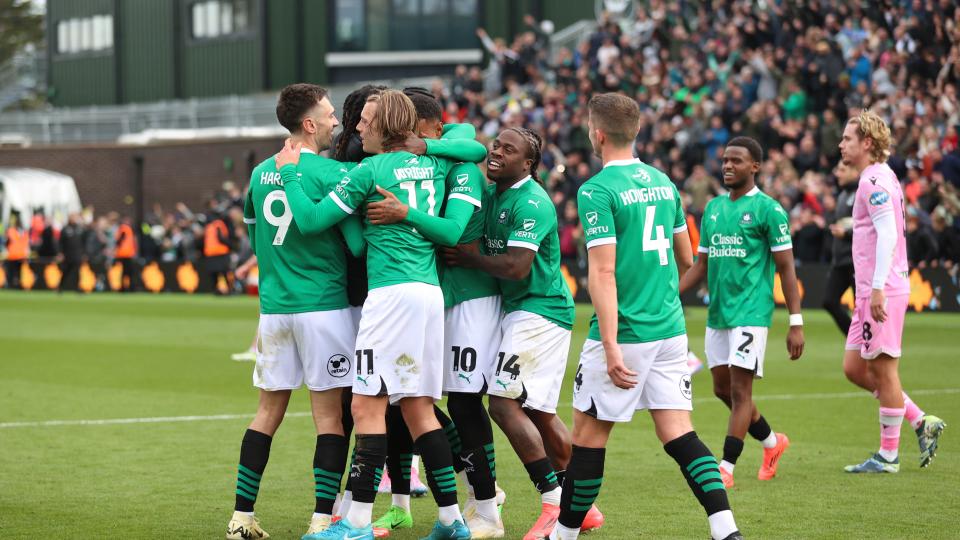 Argyle celebrate against Blackburn Rovers