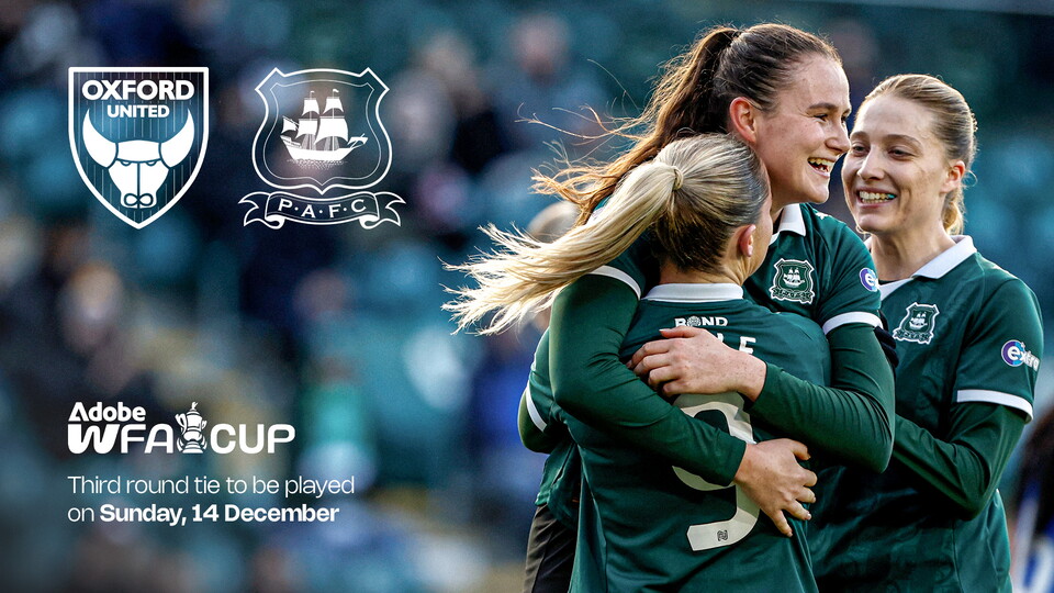 A graphic showing Argyle's third round tie in the FA Cup against Oxford United.