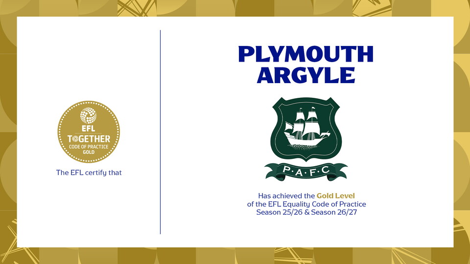 Argyle awarded Gold in EFL Equality Code of Practice