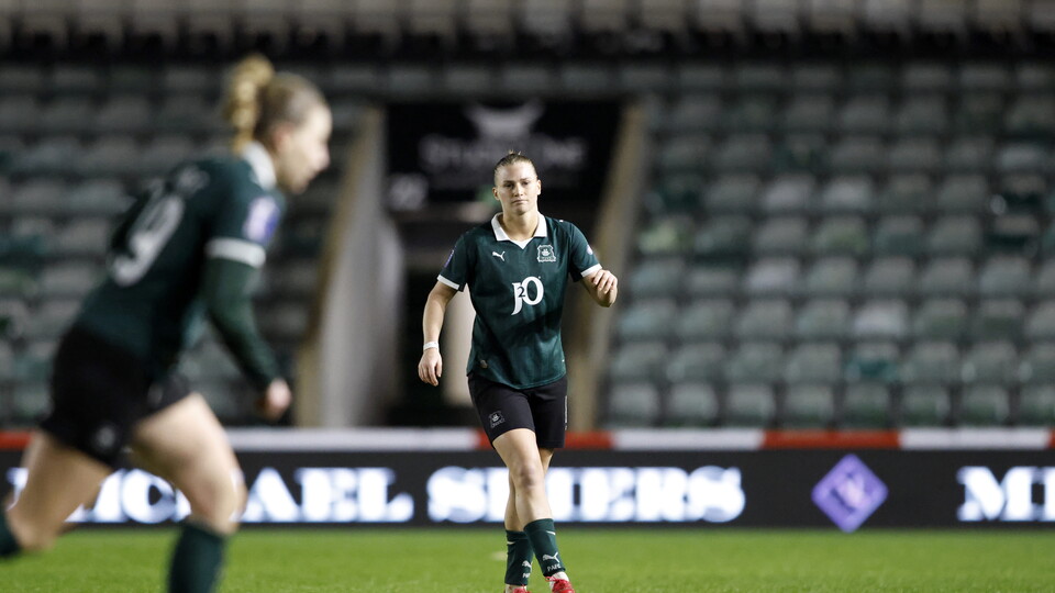 Katie Wilson playing at Home Park.