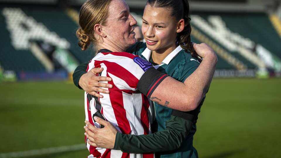 Una Lue post Argyle v Cheltenham Town Women.