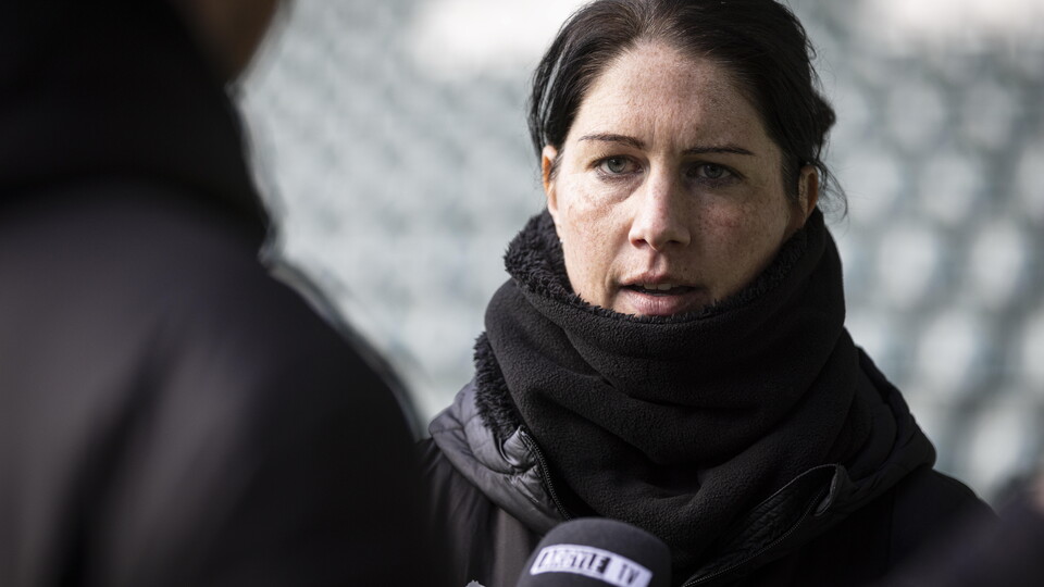 Marie Hourihan at Home Park, post Oxford United.