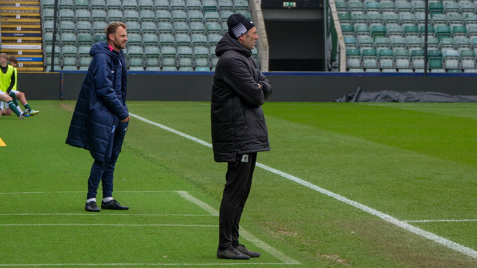 Head Coach Jamie Lowry at Home Park.