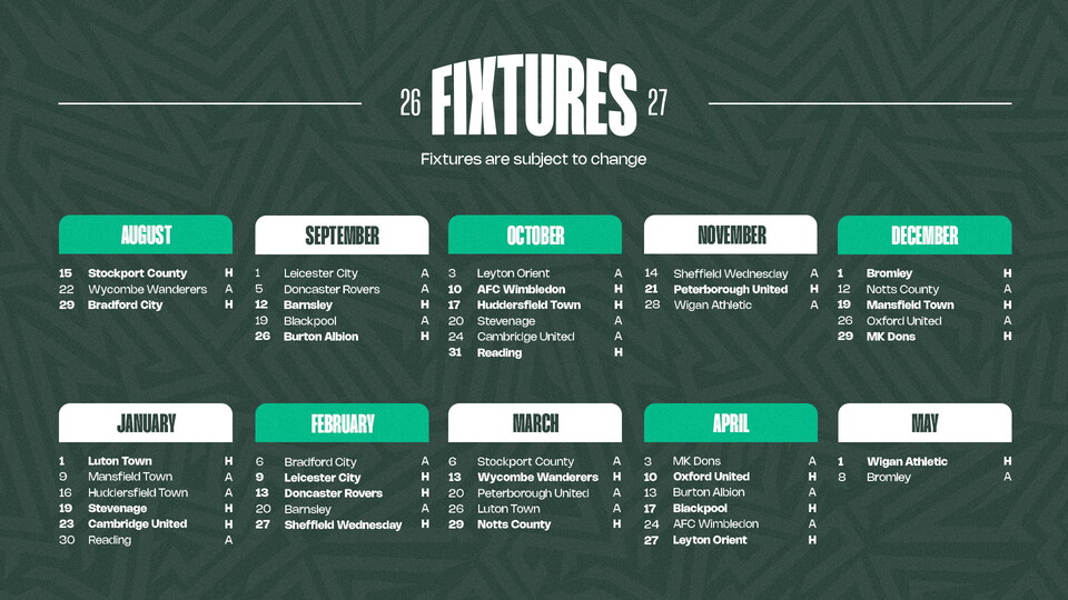 Full 2026/27 fixture list