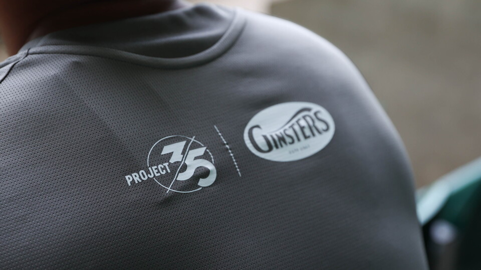 Ginsters/P35 logo on back of training wear