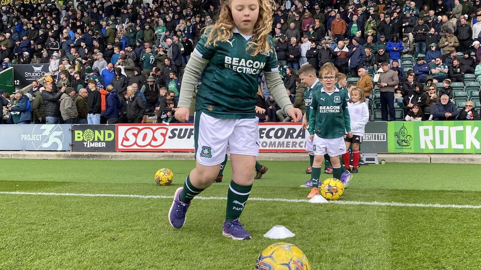 Mascot on the pitch at Home Park
