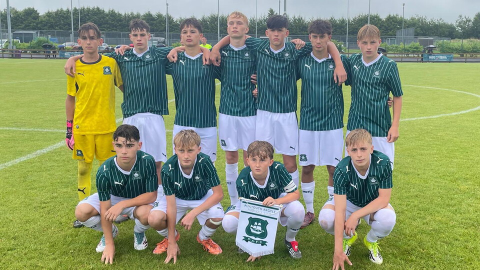 Argyle's team photo prior to kick-off against County Londonderry at the SuperCupNI.