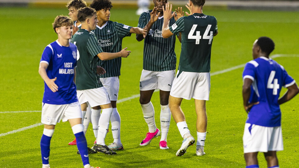 Argyle U-21s celebrations vs Cardiff U-21s