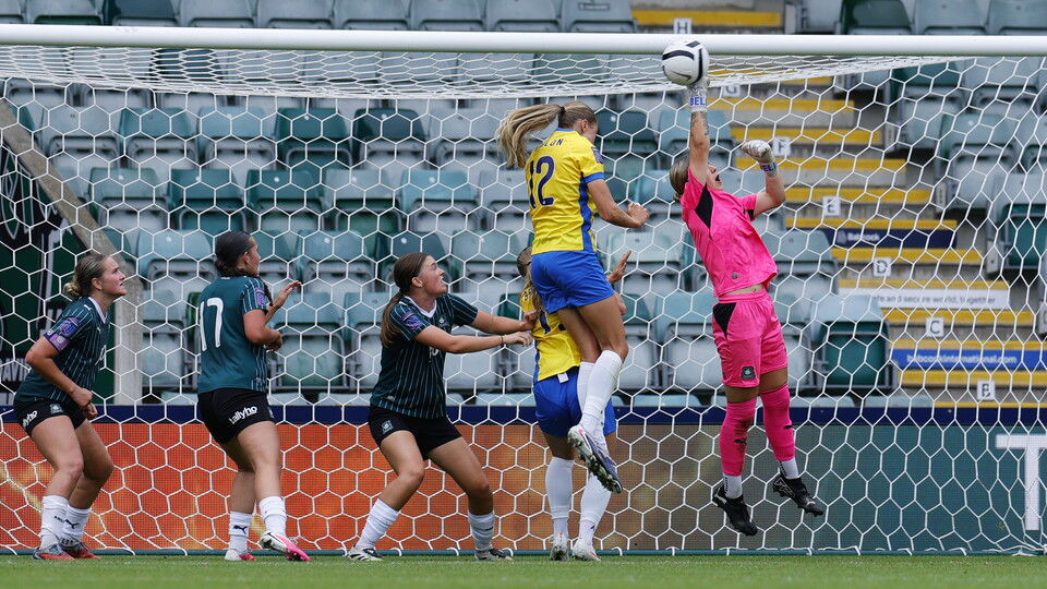 Olivia Giles saves against Portsmouth