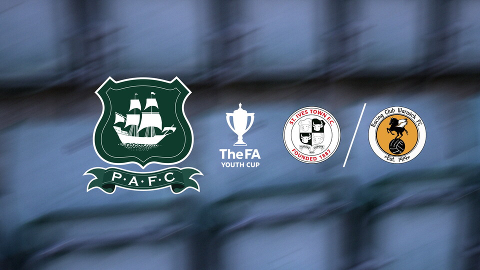 Plymouth Argyle FC logo with The FA Trophy logo and two charity logos
