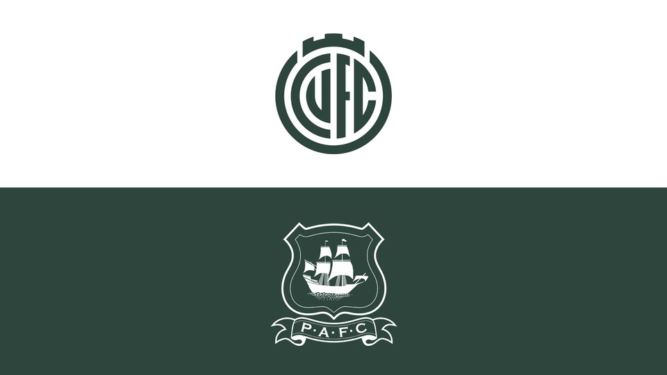 Green and white football club logo with crest below