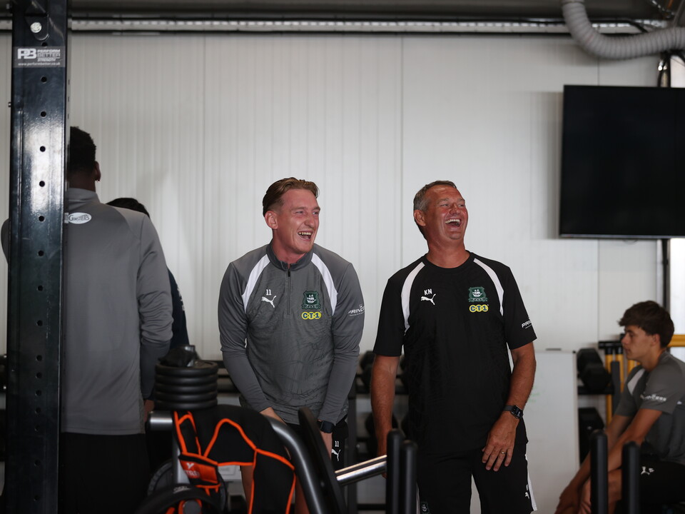 Ronan Curtis and Kevin Nancekivell laughing